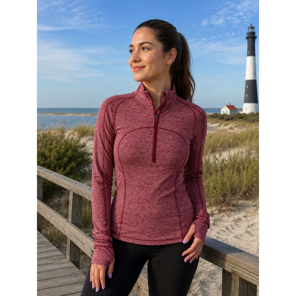 Lululemon Women's Half-Zip Activewear Jacket Heathered Burgundy Red Size L